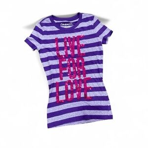 Aeropostale Purple Striped 'Live For Love' Sequin Tee